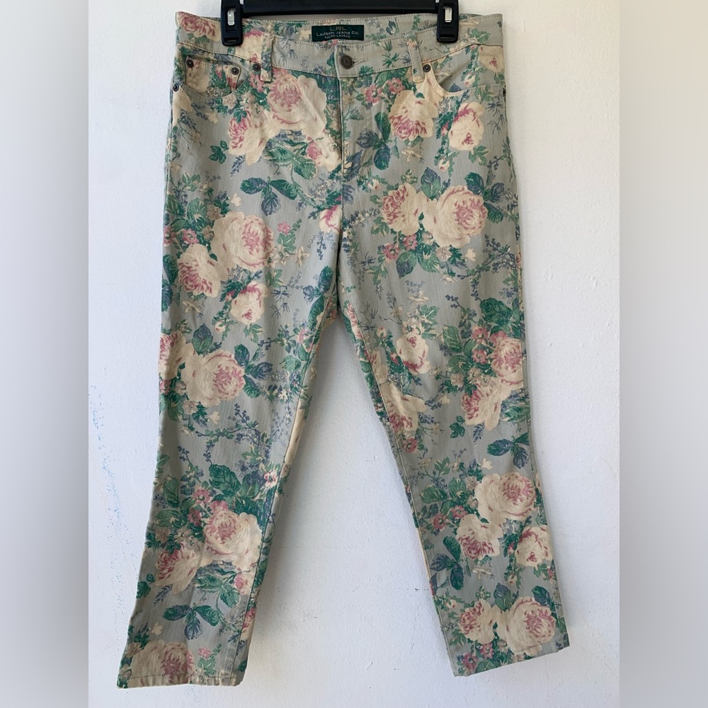 Ralph Lauren Floral Jeans in Cream and Pink